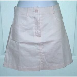 NWT Free valley Korean Fashion Pink Faux Jean Skirt Size S pockets maydaytuesday